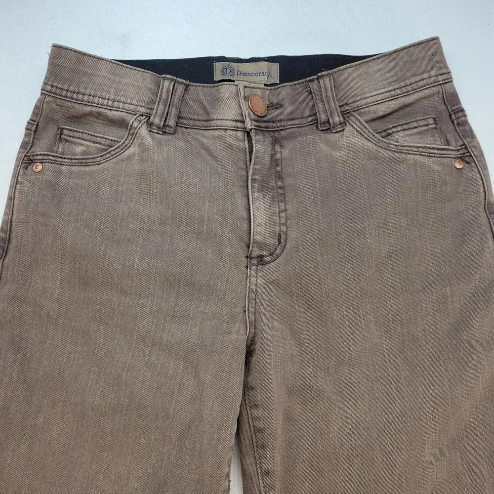 Democracy Jeans Womens 6 Brown Straight Leg Ab Technology Stretch Denim